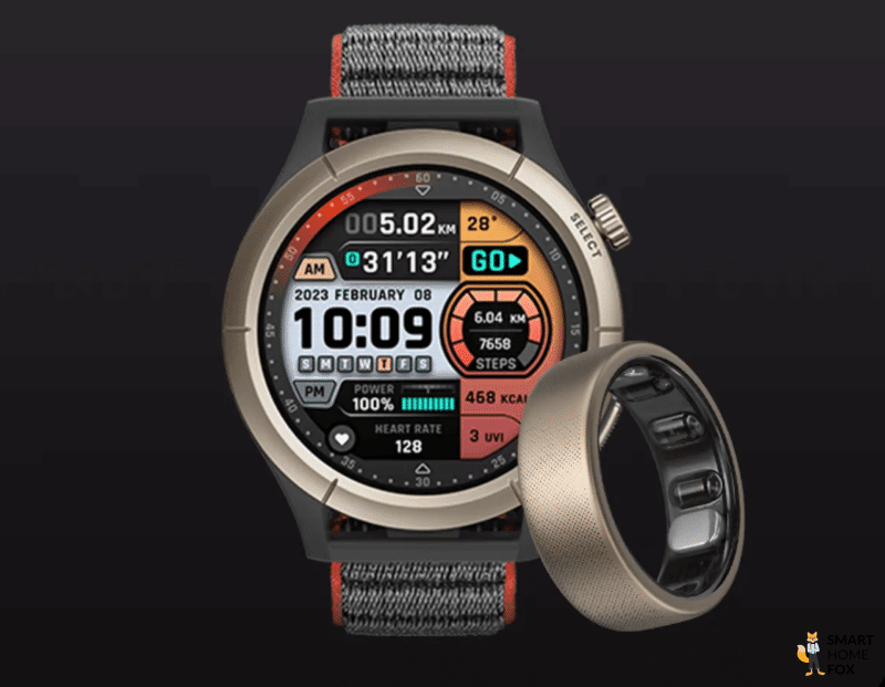 Amazfit Helio Ring mit einer Sportuhr